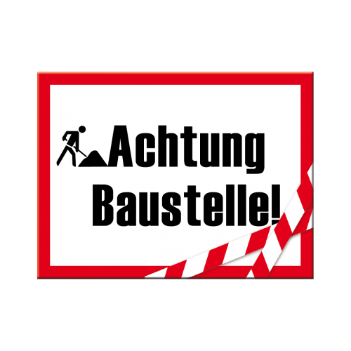 Nostalgic-Art Fridge Magnet Achtung Baustelle 6x8cms