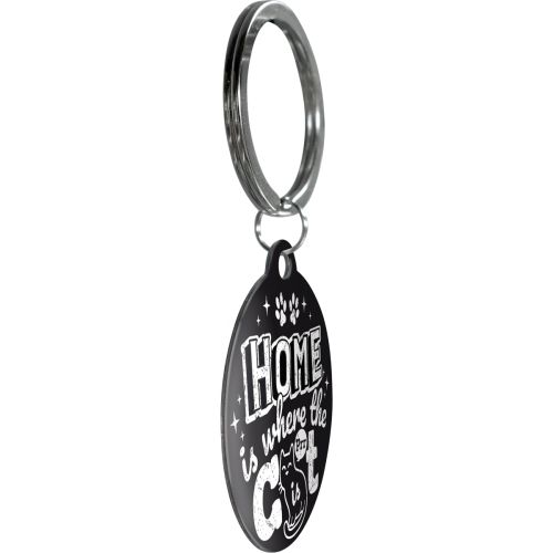 Nostalgic-Art Round Home Is Where The Cat Is Black - Keyring