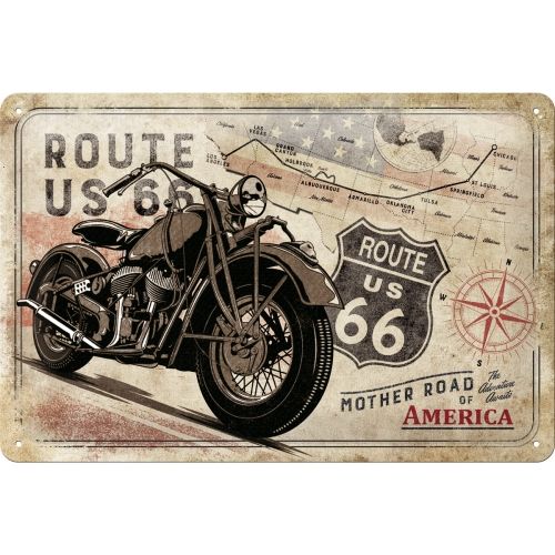 Nostalgic-Art Route 66 Bike Map - Medium Sign Board