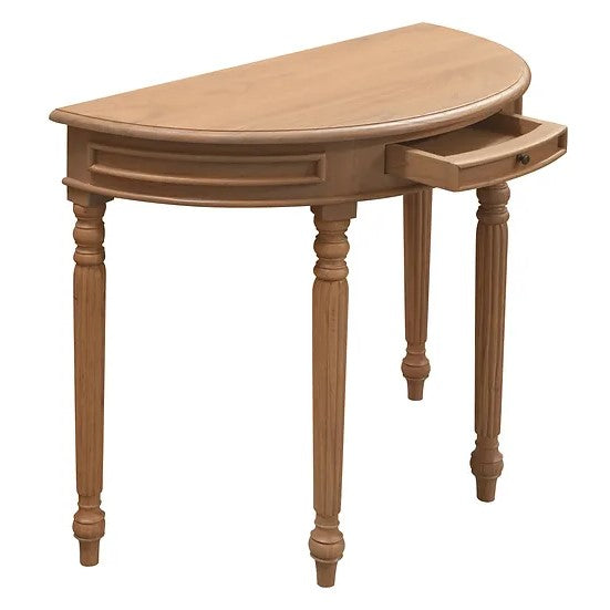 Nueva Solid Mindi Timber Half Round Table - Natural