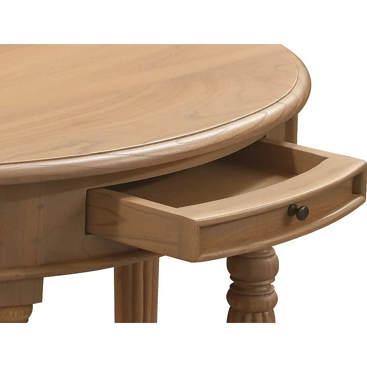 Nueva Solid Mindi Timber Half Round Table - Natural
