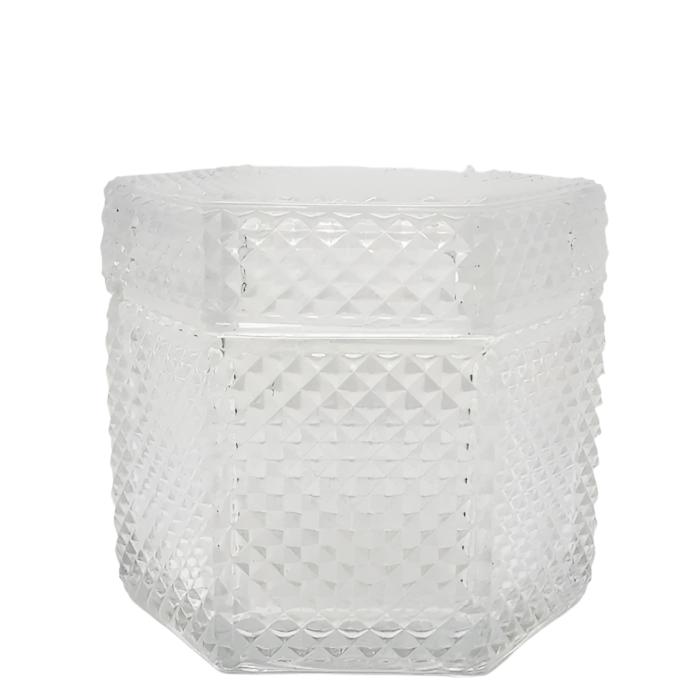 Octagon Diamond Micro-Cut Embossed Trinket Glass Jar - Large
