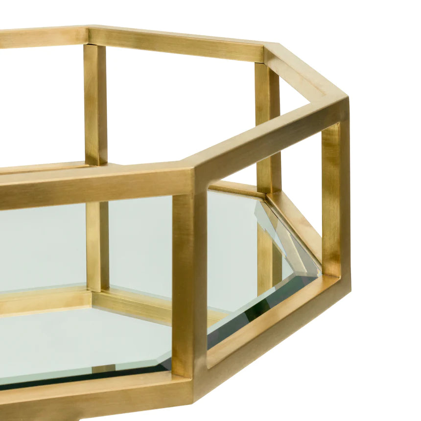 Octagon Gold Glass Metal Bar Cart