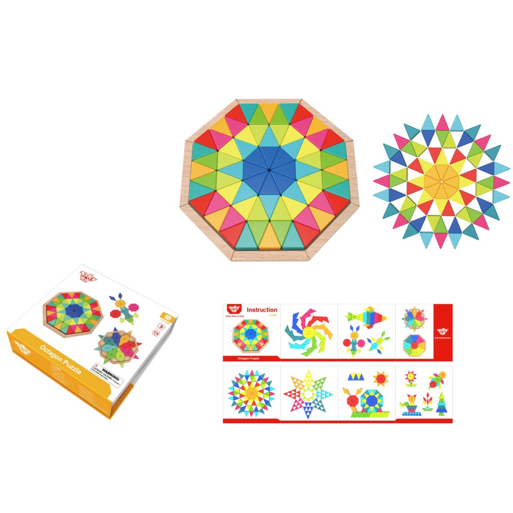 Octagonal Wooden Mosaic Pieces Puzzle 72 Pieces
