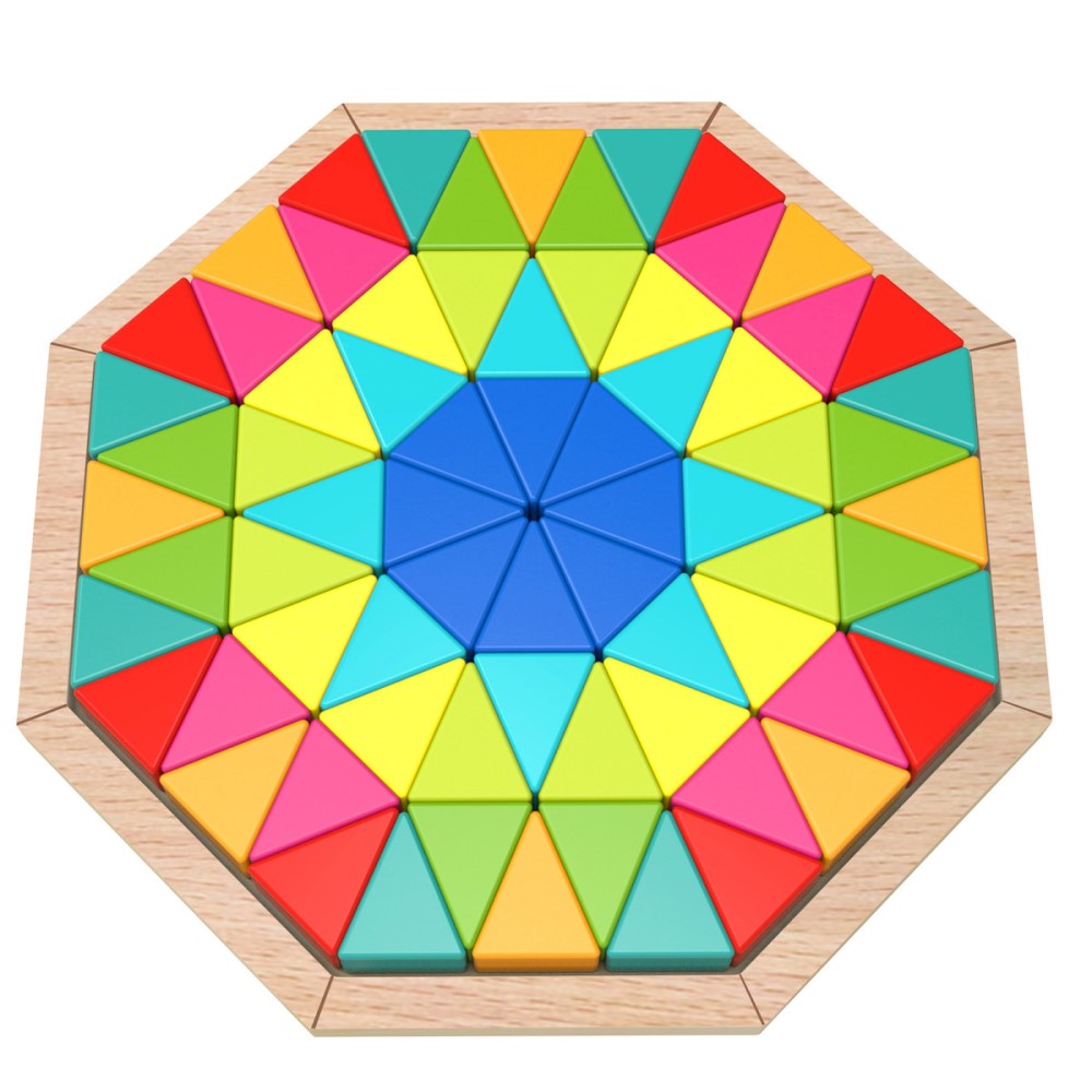 Octagonal Wooden Mosaic Pieces Puzzle 72 Pieces