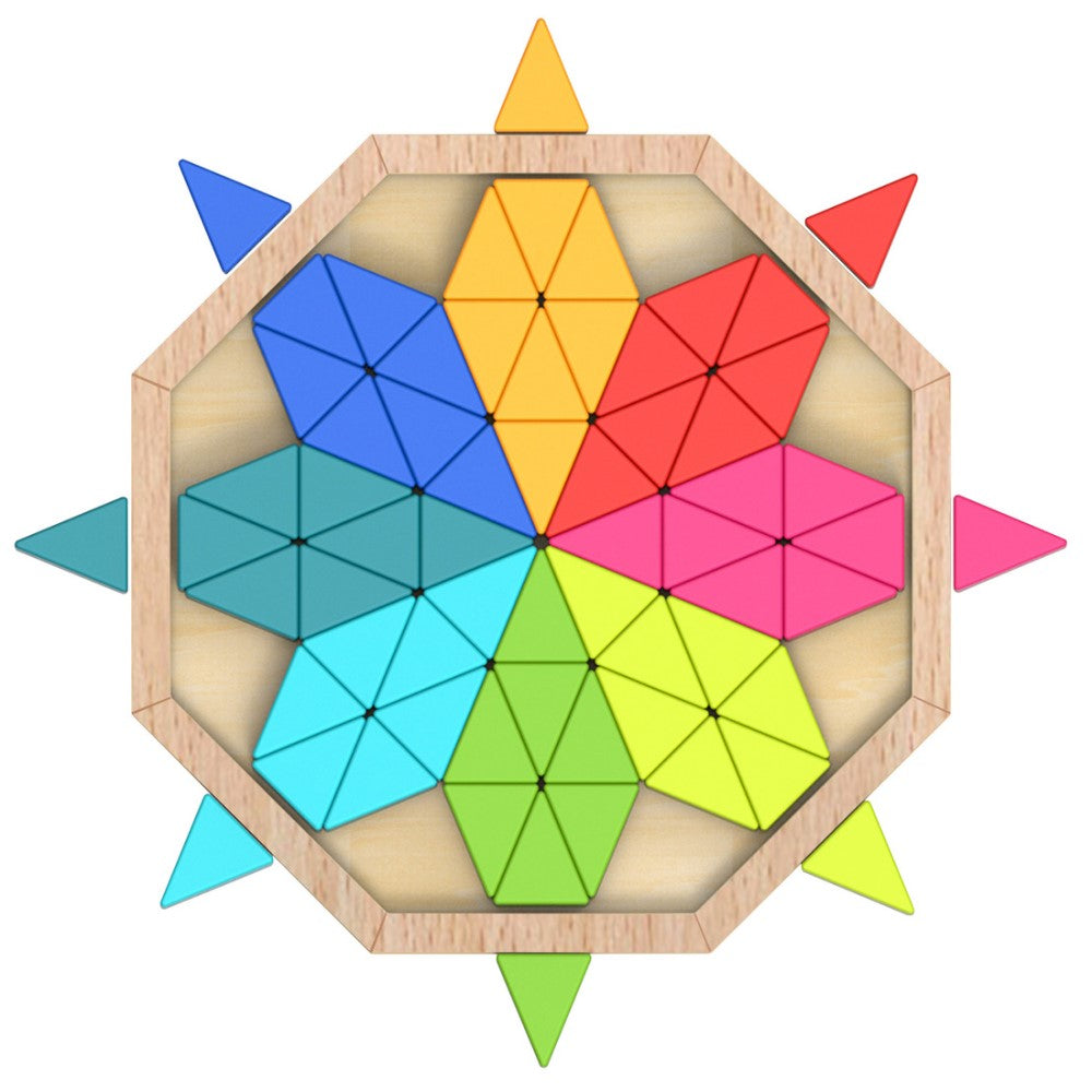 Octagonal Wooden Mosaic Pieces Puzzle 72 Pieces