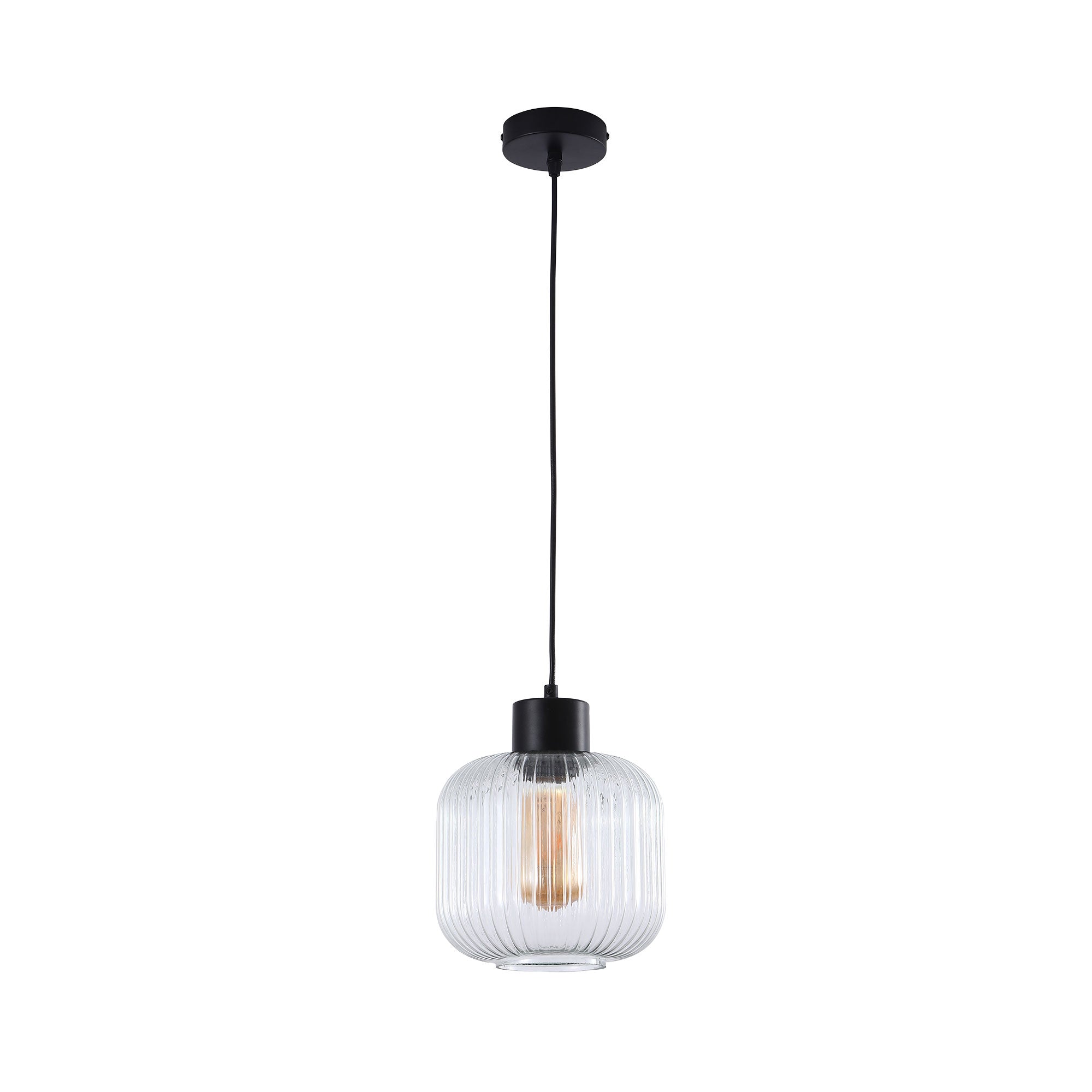 Optic Ribbed Glass Pendant Light - Medium
