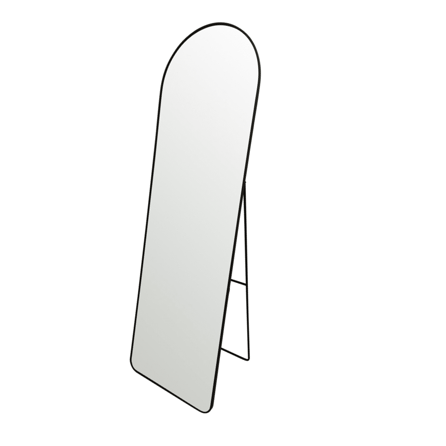 Opulent Black Arch Cheval Floor Mirror With Stand 165cms