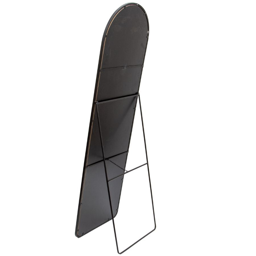 Opulent Black Arch Cheval Floor Mirror With Stand 165cms