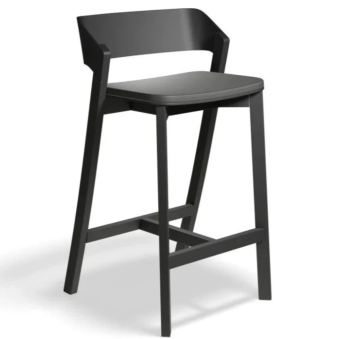 Organic Black Shade Padded High Stool 68cms