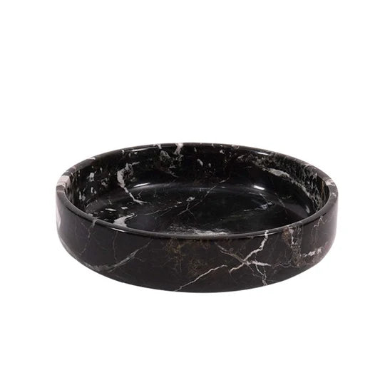 Organic Shape Marble Natural Serving Bowl - Black