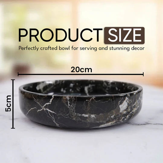 Organic Shape Marble Natural Serving Bowl - Black