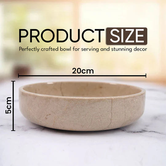 Organic Shape Marble Natural Serving Bowl - Light Brown