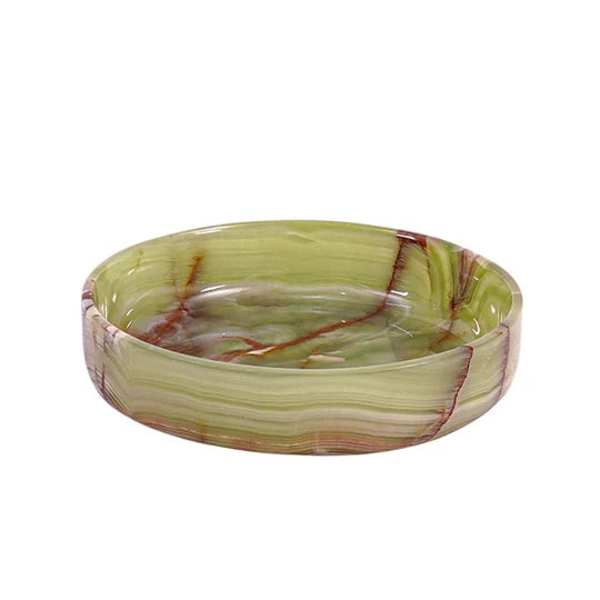 Organic Shape Marble Natural Serving Bowl - Green