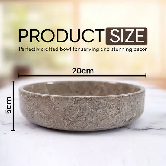 Organic Shape Marble Natural Serving Bowl - Grey