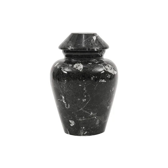 Ornate Marble Traditional Urn - Black