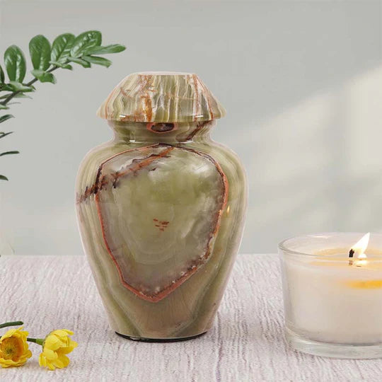 Ornate Marble Traditional Urn - Green