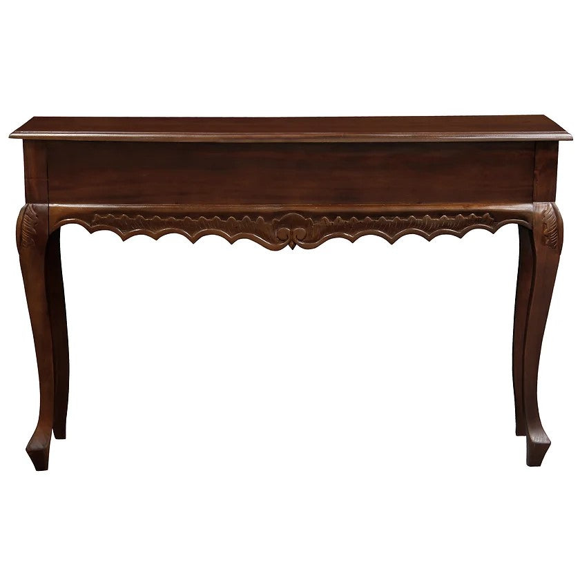 Ornately Carved 2 Drawer Sofa Table - Brown