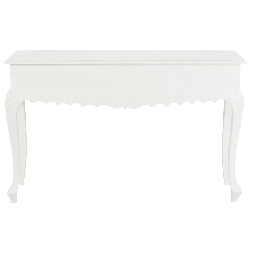 Ornately Carved 2 Drawer Sofa Table - White