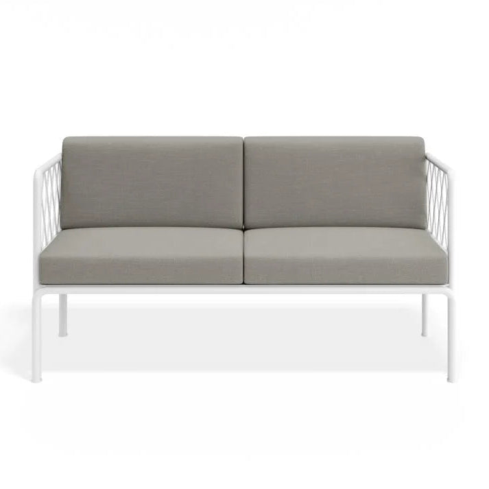 Outdoor 2 - Seater Lounge Chair - White - Sandy Grey Cushions