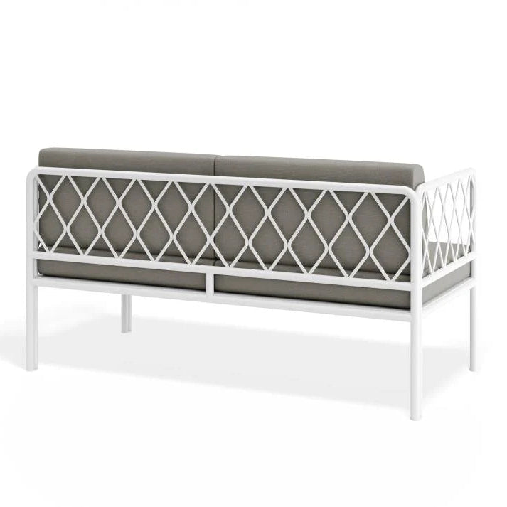 Outdoor 2 - Seater Lounge Chair - White - Sandy Grey Cushions