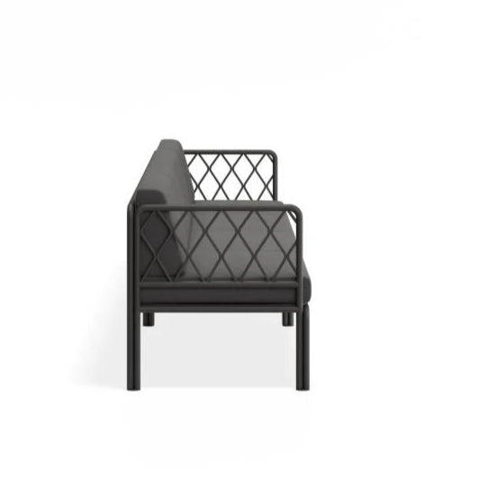 Outdoor Black 4-Seater Sofa - Sandy Grey