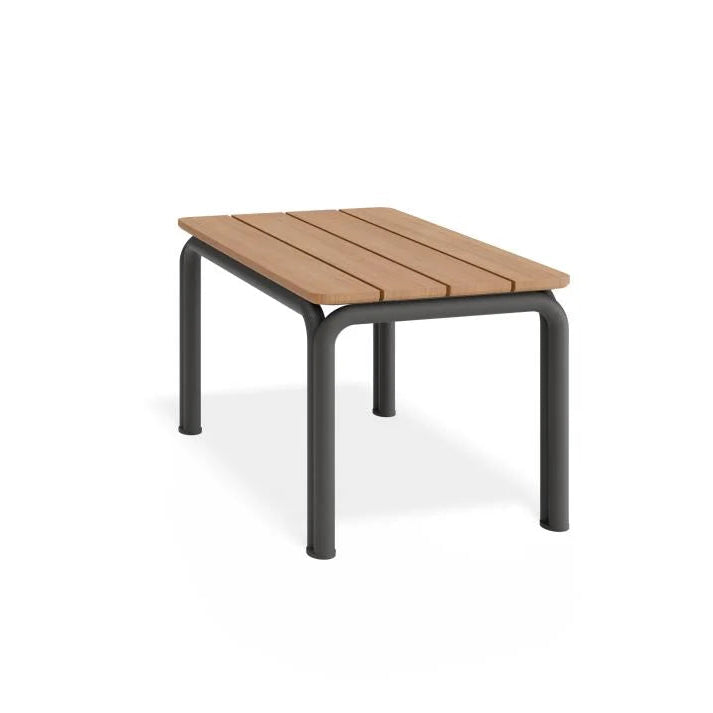 Outdoor Charcoal 2-Seater Sofa - Granite Grey Cushion with Teak Top