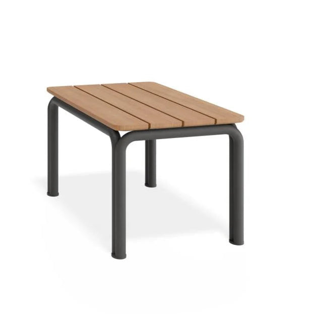 Outdoor Charcoal 2-Seater Sofa - Sandy Grey Cushion with Teak Top