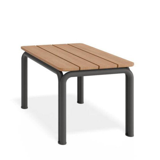 Outdoor Charcoal Corner Sofa - Granite Grey Cushion with Teak Top