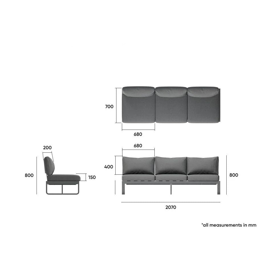 Contemporary Metal 3-Seater Sofa (Available in 2 colors)