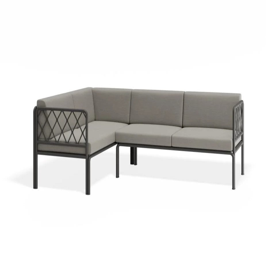 Outdoor Left Corner Sofa with Sandy Grey Cushions - Charcoal