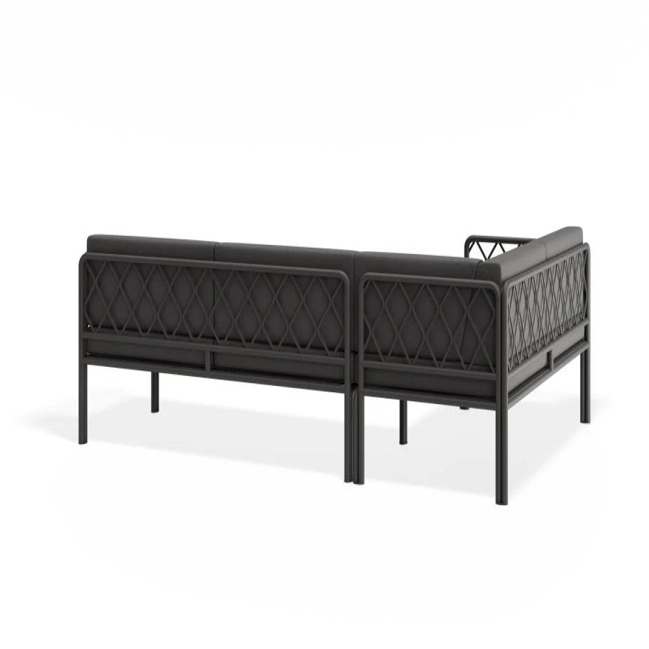 Outdoor Left Corner Sofa with Sandy Grey Cushions - Charcoal