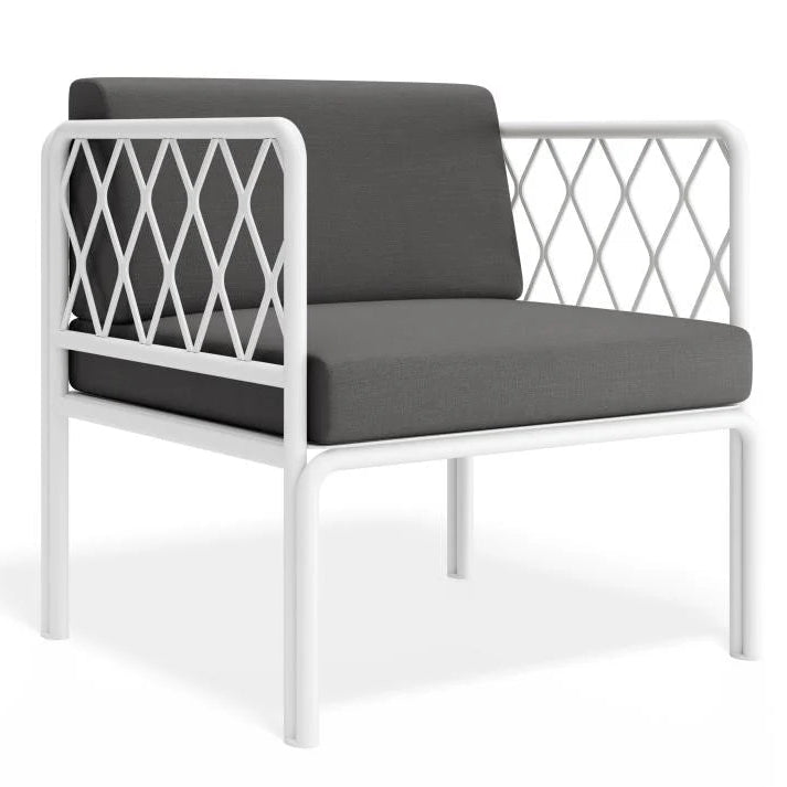 Outdoor Lounge Chair - White - Granite Grey Cushions