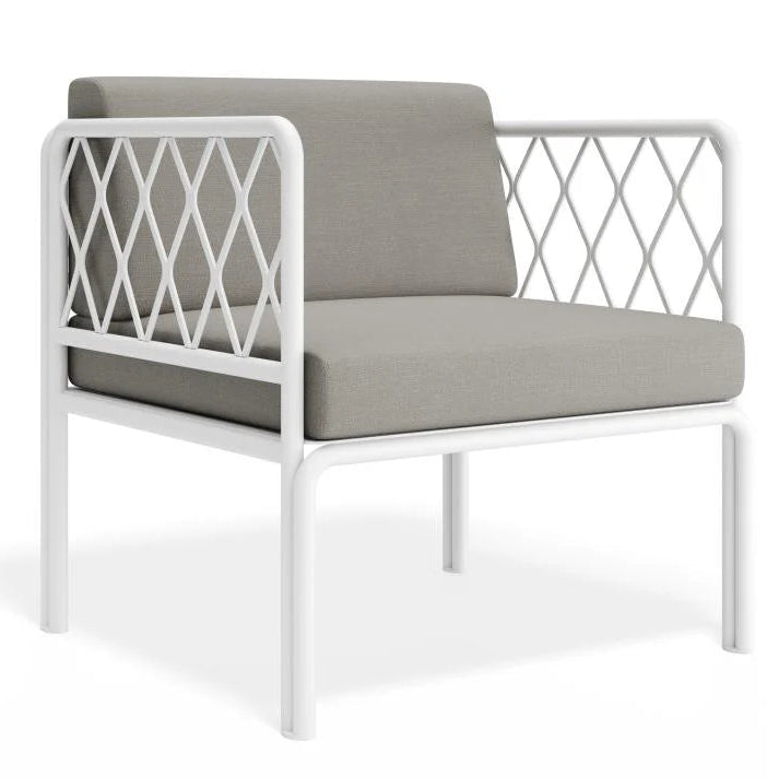 Outdoor Lounge Chair - White - Sandy Grey Cushions