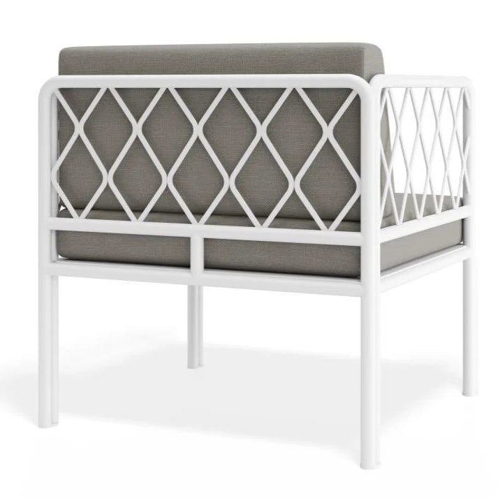 Outdoor Lounge Chair - White - Sandy Grey Cushions