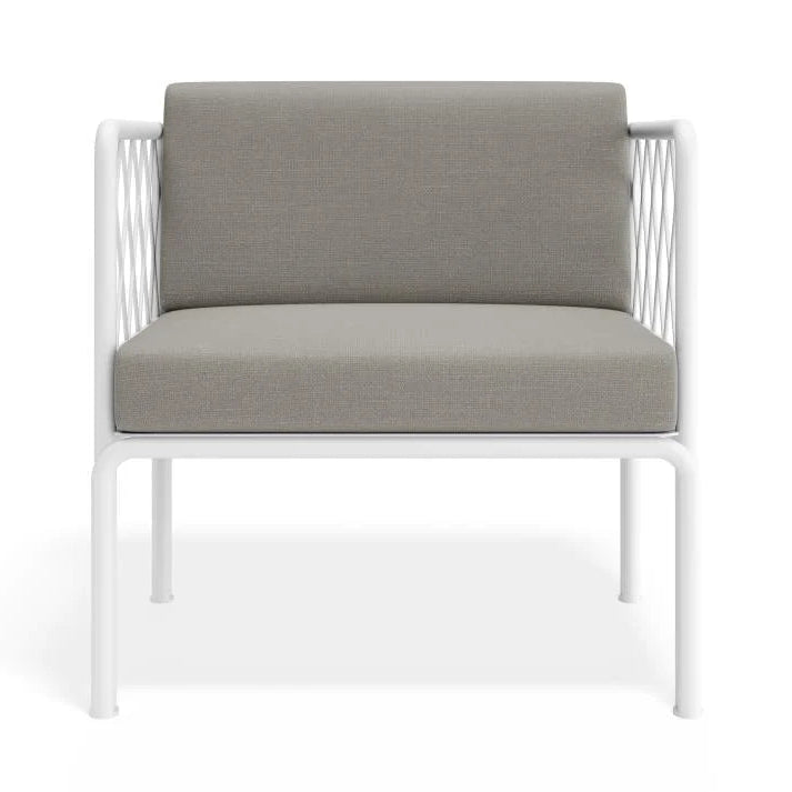 Outdoor Lounge Chair - White - Sandy Grey Cushions