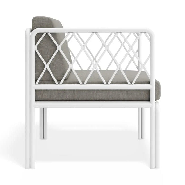 Outdoor Lounge Chair - White - Sandy Grey Cushions