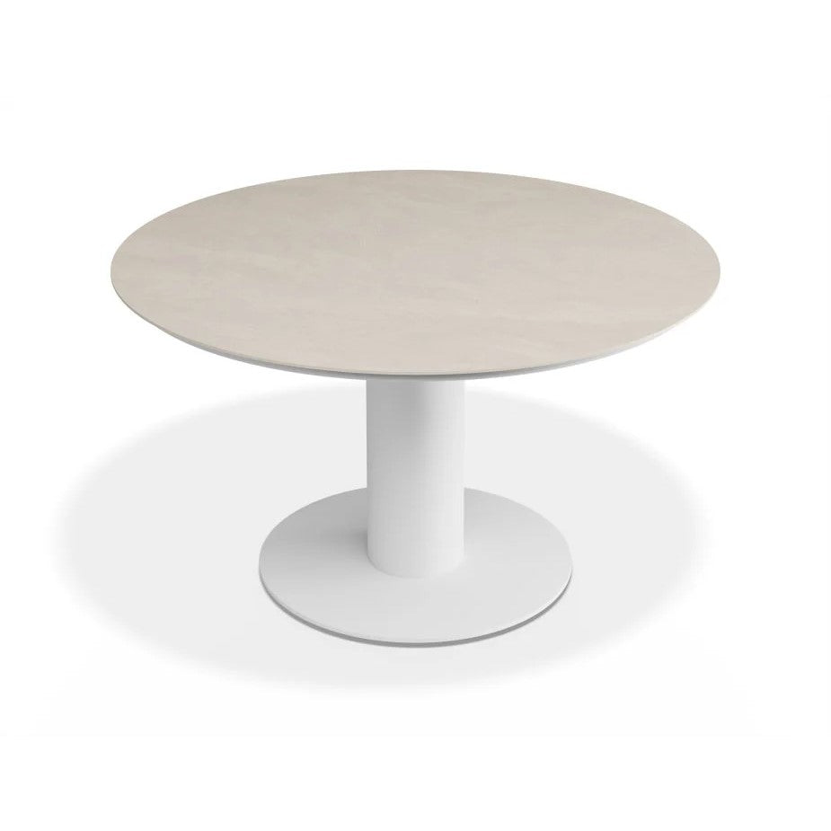 Outdoor Low Ceramic Top Dining Table - White - 120cms