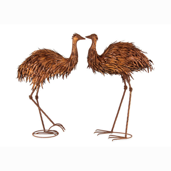 Outdoor Metal Statue Set of 2 Emus