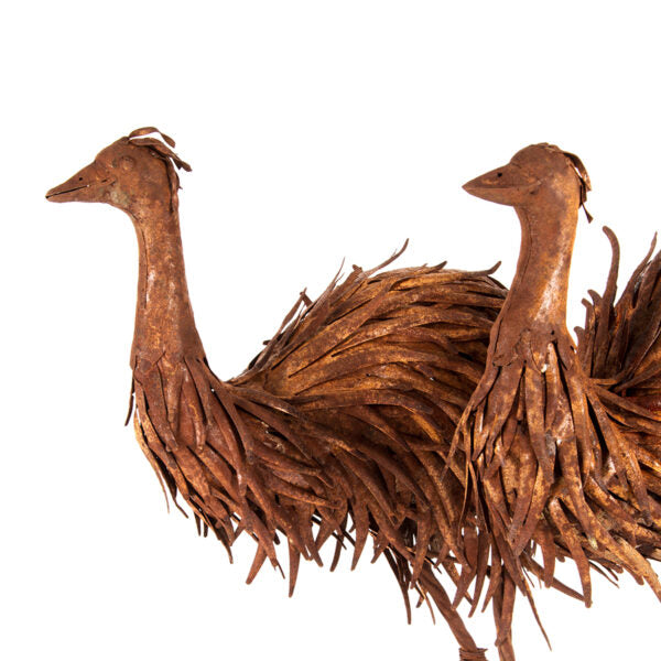 Outdoor Metal Statue Set of 2 Emus