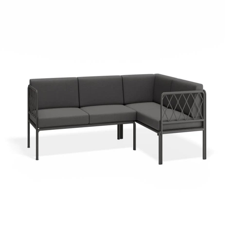 Outdoor Right Corner Sofa with Granite Grey Cushions - Charcoal