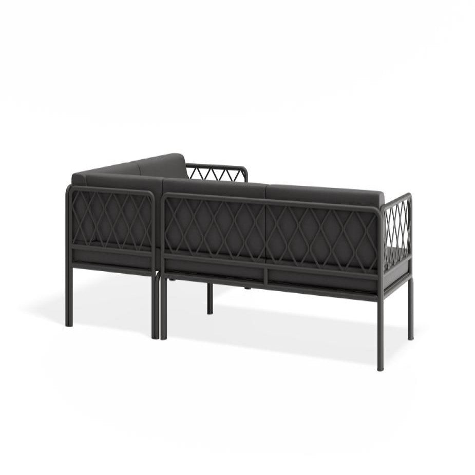 Outdoor Right Corner Sofa with Sandy Grey Cushions - Charcoal