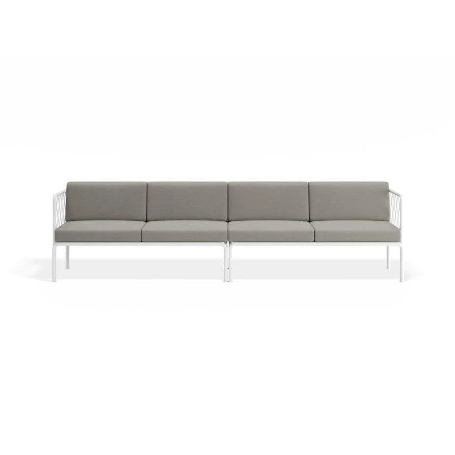 Outdoor White 4-Seater Sofa - Sandy Grey