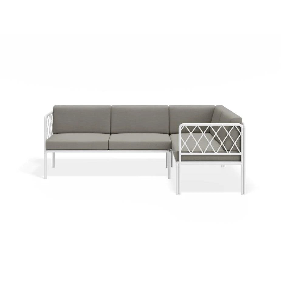 Outdoor White Left Corner Sofa - Granite Grey