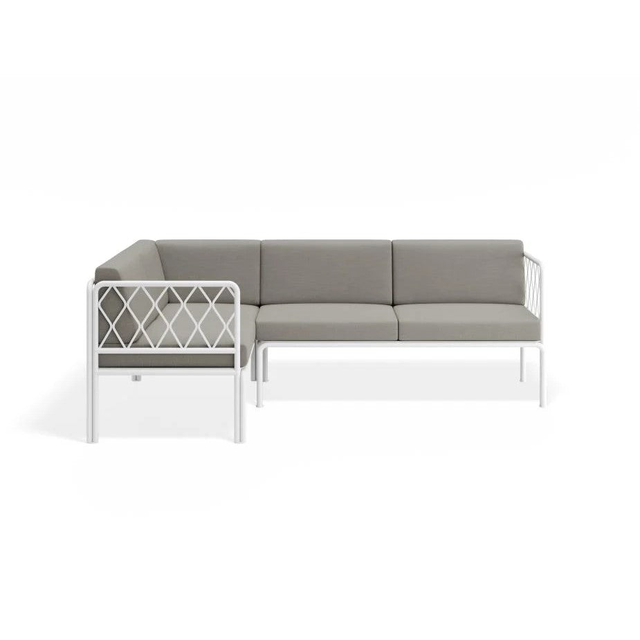 Outdoor White Right Corner Sofa - Granite Grey
