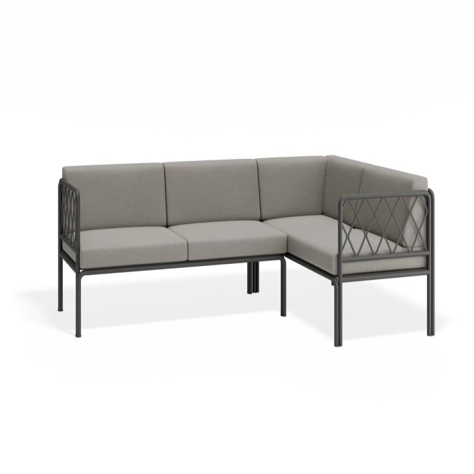 Outdoor Right Corner Sofa with Sandy Grey Cushions - Charcoal