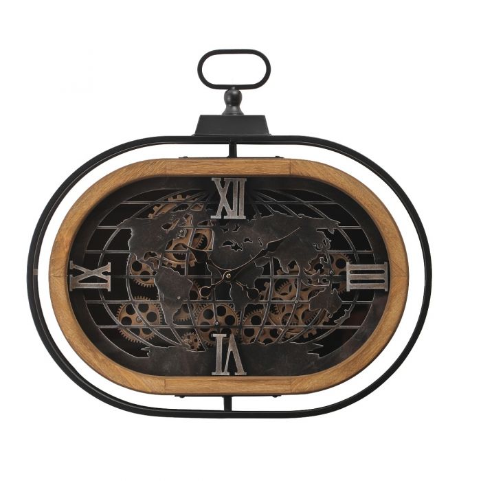 Oval Atlas Columbus Gear Movement Wall Clock - 60cms