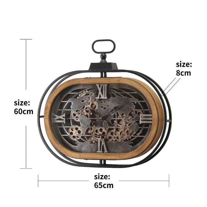 Oval Atlas Columbus Gear Movement Wall Clock - 60cms