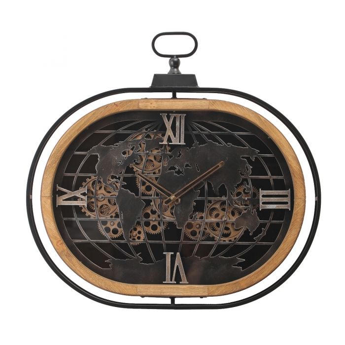 Oval Atlas Columbus Gear Movement Wall Clock - 72cms