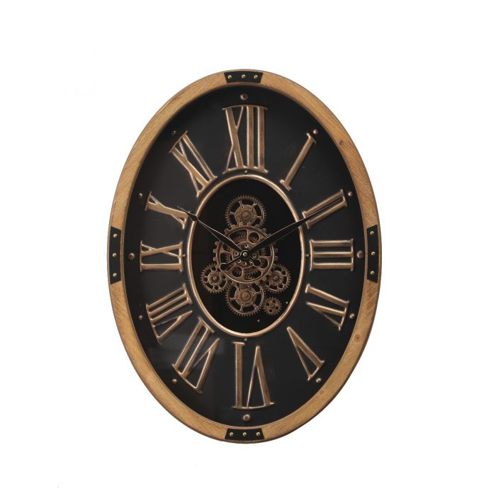 Oval Atlas Columbus Gear Movement Wall Clock - 72cms